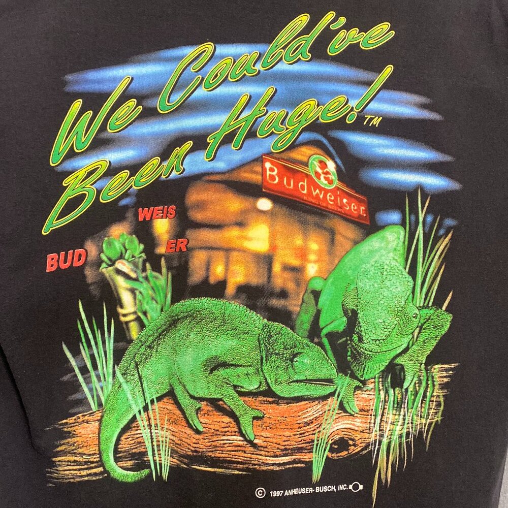 1997 Budweiser Lizards T-Shirt We Could've Been Huge! Black